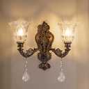 Wellmet 2-Lights Bronze Wall Sconce, Retro Wall Light, Bathroom Vanity Wall Lamp, Wall Light Fixtures for Living Room, Bedroom, Hallway, Bathroom, Stairway, W-18in (Bulb not Include), 18.1 inches x 8.9 inches x 12.4 inches