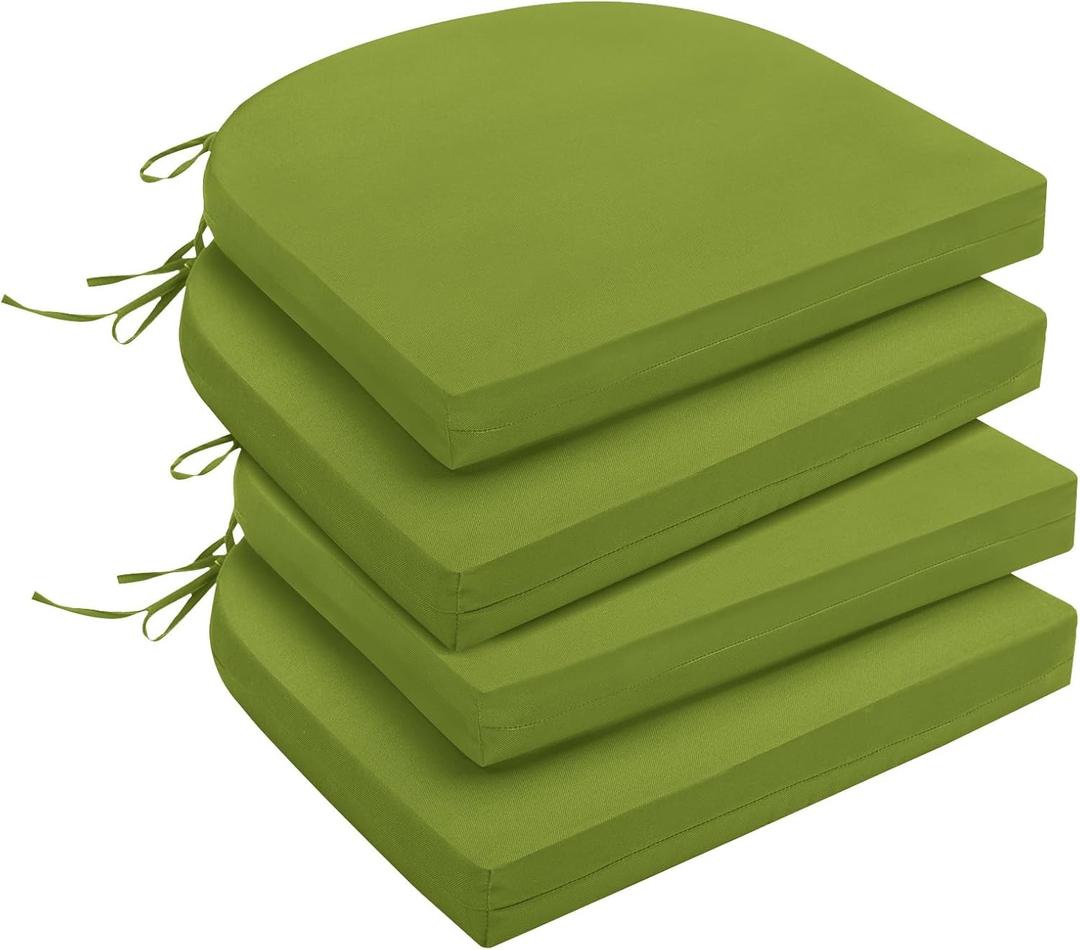 downluxe Outdoor Chair Cushions Set of 4 for Patio Furniture, Water-Resistant Patio Chair Cushions with Ties, High Density Foam Outdoor Seat Cushion, 17" X 16" X 2", Sage Green (17x16x2 Inch (Pack of 4), Sage Green)