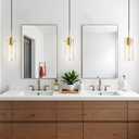 Gold Pendant Light Fixtures, 3 Pack Modern Pendant Lighting with Clear Striped Glass Shade, Hanging Pendant Lights Kitchen Island, Farmhouse Pendant Lighting for Dining Room Bedroom Bathroom