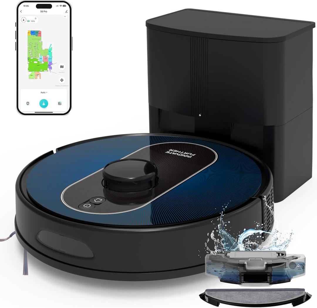 Robot Vacuum and Mop Self-Emptying: 5000Pa Robotic Vacuum 5-In-1 LiDAR Navigation, Real-Time Mapping/No-Go Zones for 60 Days Hands-Free Cleaning, Alexa/APP Robot Vacuum Cleaner for Hard Floor & Carpet
