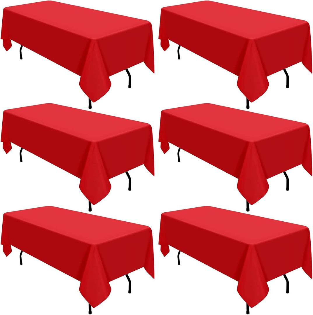 6 Pack Red Tablecloths for 8ft Tables-60 x 126 Inch
Polyester Table Cover, Stain and Wrinkle Resistant Washable Fabric Table Cloth, Perfect for Wedding Banquet Parties