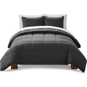 UGG King Size Comforter Set with 2 Pillow Shams Lightweight Down Alternative Comforter King Size Blanket Reversible Cozy Warm All Season Washable Hypoallergenic Bedding Set, Charcoal Grey (Leonora)