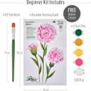 FolkArt, Carnation One Stroke Beginner Painting Kit, Includes 5 Colors, 1 Flat Brush, and a Reusable Teaching Guide