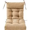 Barydat 4 Pack High Back Chair Cushion Indoor Outdoor Tufted Seat and Back Chair Rocking Pads Lounge Porch Seat Cushion with Ties for Patio Furniture, 43.4 x 21 x 3.3 Inch