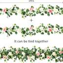 2 Pack 12Ft Artificial Eucalyptus Flower Garland with Pink Roses White Flowers, Fake Rose Flower Greenery Garland Floral Vines for Wedding Home Party Table Runner Decor