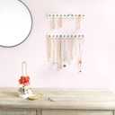 Mkono Necklace Holder Wall Mounted Set of 2 Wood Necklaces Hanger, Jewelry Organizer Hanging with 20 Metal Round Hooks, Jewelry Hooks for Necklaces, Bracelets, Chains, Keys,White