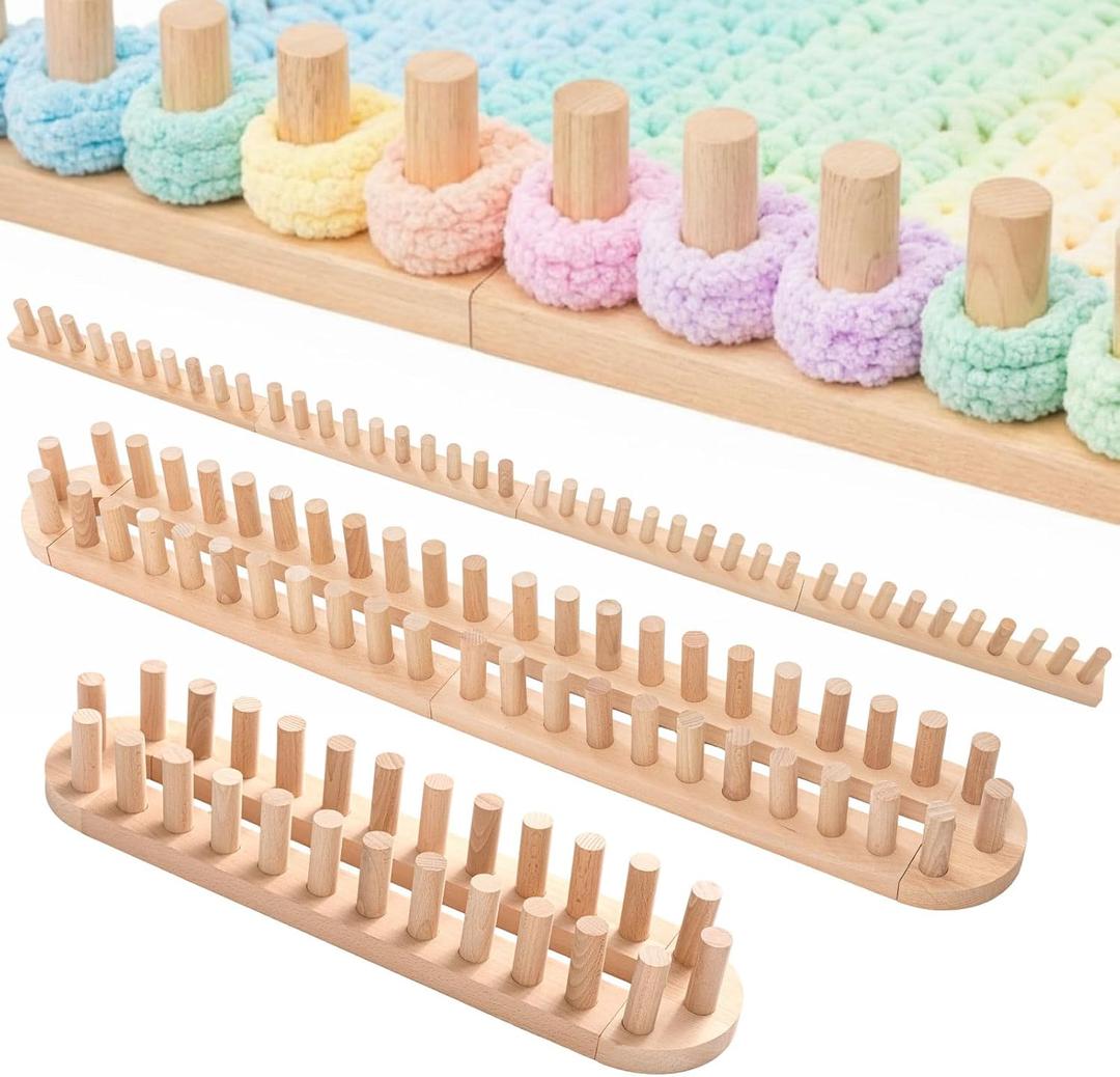 Novabright 64 Inch Chunky Blanket Loom Kit Adjustable Wood Chunky Yarn Loom Knitting Beech Wood No Needle Hand Reusable for Beginners, Home, Craft Gift