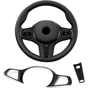 T-carbon Steering Wheel Frame Cover Trim Fits BMW 3 5 Series X3 X5 X6 I4 Z4 M2 M4 M5 XM X3M X4M X5M X6M Fits BMW G20 G21 G22 G26 G29 G30 G32 G42 F44 F90 F95 F96 Real Carbon Fiber Interior Accessories