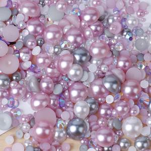 1100PCS Mixed Size 3mm-10mm AB Color Resin Rhinestones Half Pearls for Crafts, 30g Half Round Flatback Pearls Rhinestones for Nail Face Art Crafts (16)