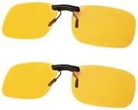 Clip on Polarized Night Vision Glasses Flip up Sunglasses to Wear Over Prescription Glasses for Night Driving 2 Pack