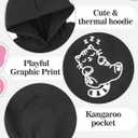 Cubear Girls Hoodie Sweatshirt Cute Long Sleeve Fleece Pullover Top with Pocket Graphic Print Soft Warm for Kids (Black, M)