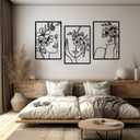 DETENE 3 Pieces Black Metal Wall Decor Minimalist Abstract Metal Wall Art Modern Woman Line Art Decor Single Line Art Dcor for Living Room Bedroom Bathroom Kitchen Office(L Size 17 x 11.8'')