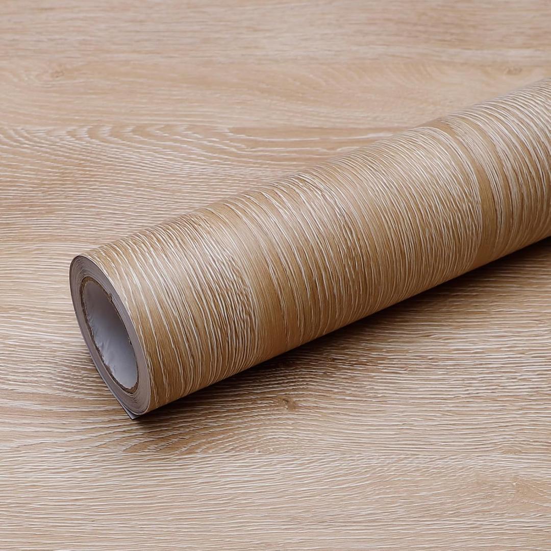 Peel and Stick Wallpaper Contact Paper Wood Natural Oak Wood Grain Contact Paper Thicken Textured for Cabinets and Drawers Countertops Waterproof Self Adhesive Vinyl 23.6" x 393"