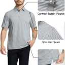 Rouen Golf Shirts for Men Moisture Wicking Lightweight Dry fit Performance Sports Stripe Collared Golf Polo Shirts for Men (Gray, XXL)