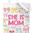 GHUSDFM Bows Canvas Tote Bag Mom Gifts, Inspirational Christian Birthday Gift for Women Mama Mothers Day Reusable Grocery Bag