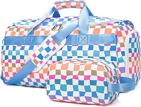 Sports Gym Bag for Men Women, Large Travel Duffle Bag with Shoe Compartment and Wet Pocket, Lightweight Weekender Overnight Bag Fitness Workout Bags for Sports, Gym, Travel, Blue