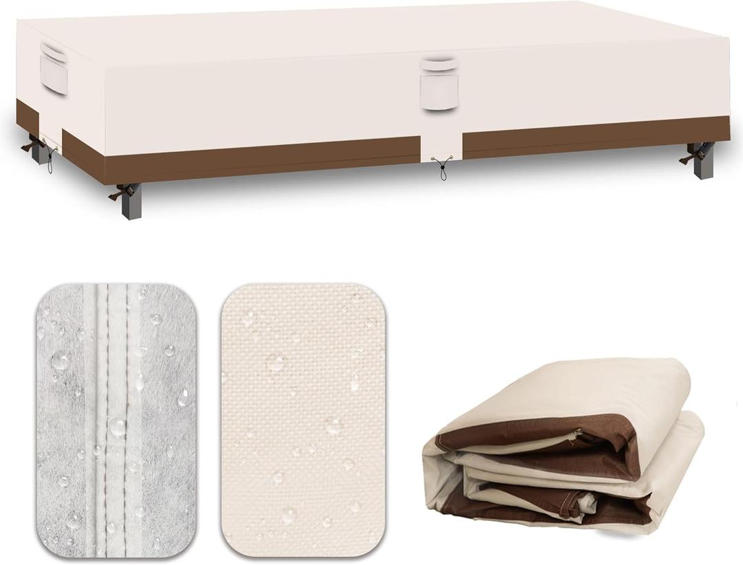 Heavy Duty Patio Furniture Covers Waterproof, 600D Outdoor Furniture Cover Waterproof for Sectional Sofa Couch, Outdoor Dining Table and Chair Set Covers 110''L x 84''W x 28''H, Beige Brown