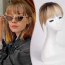 HAIRCUBE Bangs Hair Clip in Bangs 100% Real Human Hair Bangs Clip in Hair Extensions Fake Bangs Air Bangs Hairpieces for woman with Temples 3 Secure Clips in Full Fringe (Ombre Ash Blonde)