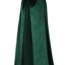 Velvet Hooded Cloak for Adults Full-Length Medieval Cape with Oversized Hood for Halloween Cosplay Gothic Wizard (Green, M)