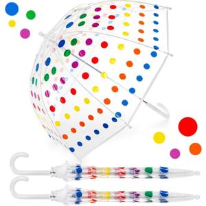 2 Pack Clear Bubble Umbrella, 28 Inch Small Cute Dot Dome Umbrella with Easy Grip Handle, Lightweight Protection Umbrellas for Rain and Wind, Safety Transparent Fashion Umbrellas