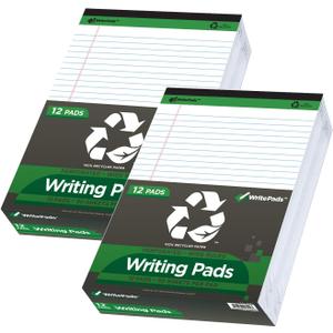KAISA Legal Pad Writing Pads,Wide Ruled, 8.5"x11.75" Wide Ruled, 56GSM Paper Notepads, 12pads (White 24pad, 8.5x11.75inch)