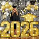 Froova 2026 Light Up Numbers Marquee 3FT for Graduation Decorations Graduation Cap Gold Large Mosaic Number Lights Sign Cardboard Pre-Cut Frame for Class of 2026 High School College Grad Party