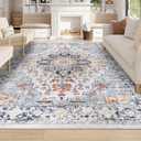 Homcomoda Area Rug for Living Room 6'x9' Machine Washable Rugs Vintage Printed Area Rugs Distressed Non-Slip Floor Carpet for Bedroom Dining Room Ofiice