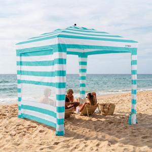 UPWELL Beach Tent Easy Set Up Canopy Sun Shelter Shade with UPF 50+UV Protection Portable Beach Umbrella Outdoor Sunwall with Sand Pockets for Fishing Backyard Camping(Mint Sorbet), 5.9 ft*5.9 ft