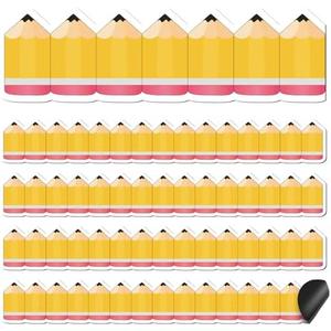Ireer 24 Pcs Pencil Magnetic Borders for Classroom Whiteboard 1.5 x 11.8'' Magnetic Bulletin Board Borders Pencil Die Cut Strips Trim Decorations for Classroom School Office Chalkboard Wall
