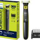 Philips Norelco One 360 Hybrid Face, Electric Beard Trimmer and Shaver, with 360 Technology, 1x 360 for Face, 5in1 Adjustable Comb, Model QP2724/90 (Black & Lime Green)