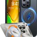 TORRAS 360Rotatable Ring for iPhone 15 Pro Case, Compatible with MagSafe 15 Pro Case with Stand Translucent Slim Protective Ring Holder Military Grade Shockproof Cover for 15 Pro 2023, Black