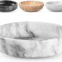 Marble Decorative Bowl - 7.5" White/Grey Solid Marble Centerpiece - Handmade Stone Fruit Bowl - Catch-All or Key Bowl for Kitchen - Modern Minimalist Decor
