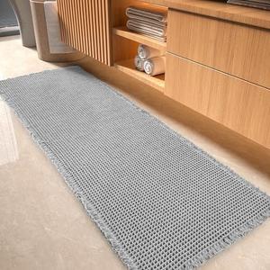 Waffle Bath Mat-Runner Rug, Super Absorbent Non Slip Bath Mats for Bathroom Machine Washable Long Rugs with Tassels, Bath Rugs for Bathroom Floor Beside Tub, 2' x 4'(24" x 48")