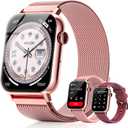 Trendia Smart Watches for Women, 1.83'' HD Fitness Tracker with Answer/Make Calls, Heart Rate/Sleep/SpO2 Monitor, 120+ Sport Modes, IP68 Waterproof, Compatible iPhone/Samsung/Android Rose Pink