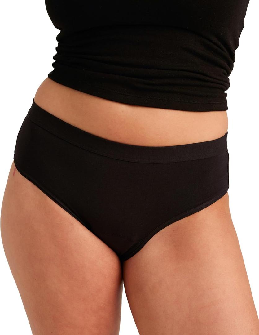 saalt Reusable Period Underwear - Comfortable, Thin, and Keeps You Dry from All Leaks (Cotton, Brief) (Medium, Volcanic Black)