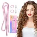 Lanzhire No Heat Curling Headband for Overnight Curls, Thin Heatless Curlers for Long and Short Hair (A-Pink)