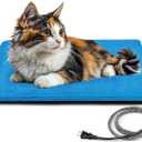 Outdoor Pet Heating Pad for Dog & Cat, Multi-Size Waterproof Heated Cat Dog Bed for Outside, Pet Heater Warmer Mat Blanket with Chew Resistant Cord for Senior Dog Cat House Whelping Box,Blue,16" x 28"