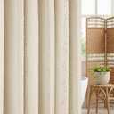 Beige Shower Curtain Boho, 72 x 72 Cotton Blend Waffle Weave Stripe Textured Heavy Duty, Fabric Shower Curtain for Bathroom, Hotel, Washable