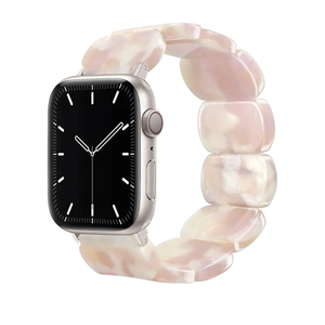 Resin Stretchy Watch Bands Women Compatible with Apple Watch 38mm 40mm 41mm 42mm (S11/10) Tortoise Light Bracelet Beaded Elastic Strap for iWatch Series11/10/9/8/7/6/5/4/3/2/1/SE/Ultra (S