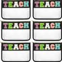 Clysee 2 Pcs Chenille Letter Bag Bulk Teacher Appreciation Gifts Preppy Patch Makeup Bag Flat Clear Pouch Teacher Must Haves Teacher Stuff Bags with Zipper Portable Toiletry Storage Bag for Teacher