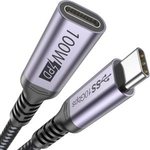 USB C Extension Cable 3ft, USB Type C 3.2 (100W Fast Charging &10Gbps Data Transfer & 4K@60Hz Video) Extender Cord Male to Female for Laptop Monitor Tablet Mobile Phone and More