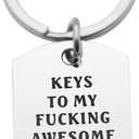 Car Lover Keychain Gift Stainless Steel Dog Tag Keyring Wrangler Accessories Gift for Car Lover (Keys to My)