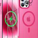 ORETECH for Magnetic iPhone 14 Pro Case, MagSafe Compatible, 15FT Drop Protection, Shockproof, Anti-Scratch, Frosted Translucent Back Phone Case with Screen & Camera Lens Protectors, Hot Pink