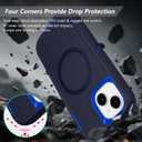 Defender for iPhone 14 Magnetic Case with Clip, Screen Protector Included | Anti-Drop Full Body Protective Works Outdoors Case for iPhone 14 Men Women, 3-Layer Military Grade Protection, Navy Blue 6.1"