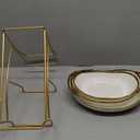 Fruit Bowl for Kitchen Counter, 3 Tier Fruit Basket for Counter, Ceramic Holder, Tiered Stand with Metal Stand, Detachable Rack for Fruit Vegetable Snack Dessert Storage (White)