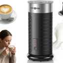 Stainless Steel Milk Frother, Waterproof & Fully Dishwasher Safe, 4 Modes for Hot/Cold Foam, Latte, Cappuccino, One-Touch Operation, Ergonomic Grip, Compact Coffee Maker