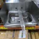 BIEAMA Stainless Steel Hand Sink NSF 17" x 15" Commercial Wall Mount Sink, with Side Splash Guard, Strainer and Faucet, Perfect for Home, Stores, Restaurants, Bars