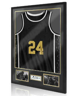 23x32 Jersey Frame Display Case for Football,Solid Wood Shadow Box with 98% UV Protection Acrylic,Two Photo Frame One Signature for Baseball, Basketball, Hockey, Uniforms - Black Walnut Finish