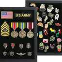 Verani Pin Display Case - 11x14 Pin Collection Display with 98% Uv Protection Acrylic Door for Military Medals, Beach Tags, Jewelry Pins, Pin Gift, Insignia Ribbons, Pin Enthusiast Collectibles, Black