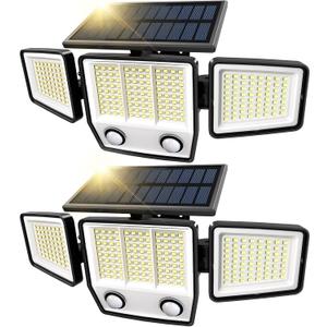 Solar Motion Sensor Outdoor Lights Waterproof - 3000LM 3 Modes Security Lights Outdoor 270 Illumination IP65 LED Solar Flood Wall Light for Garden Yard Patio Pathway (Modern, 2)